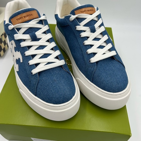 Women's Tory  Burch denim platform sneakers size 9.5 US - Picture 3 of 10